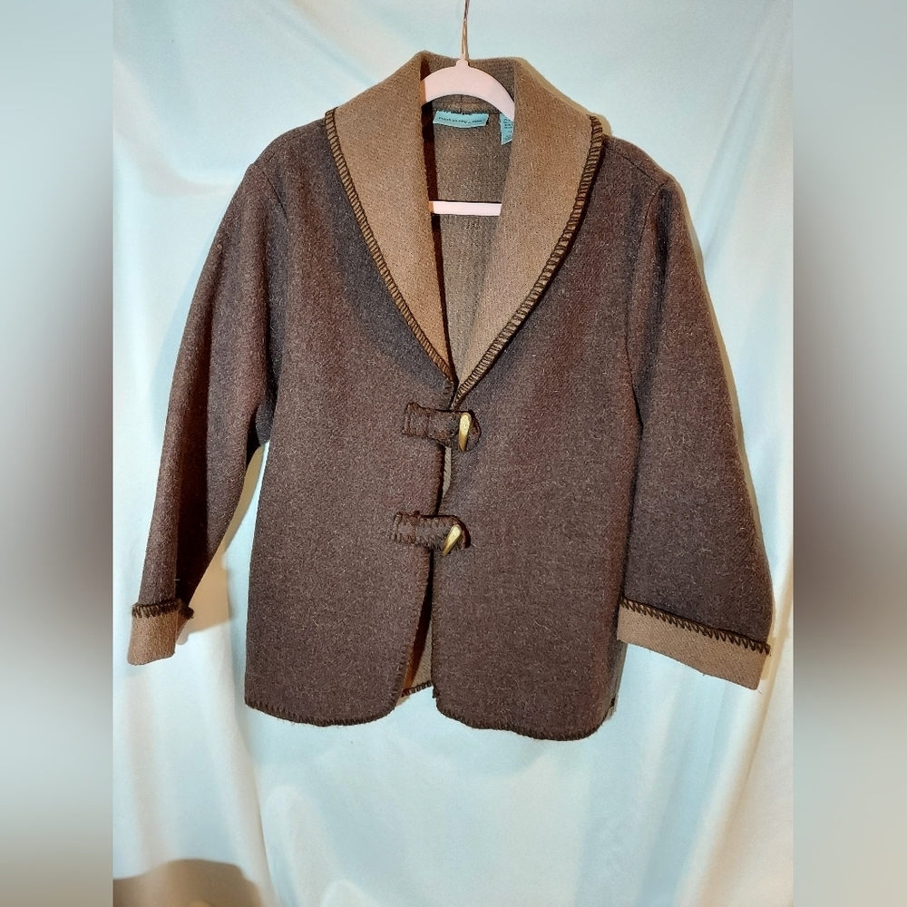 Vintage Marsh Landing Tan Wool Blend Jacket With Bone Toggle Closures